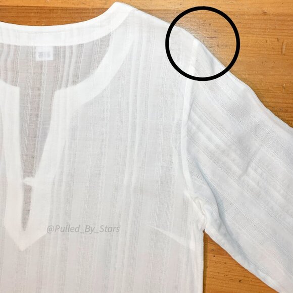 THE GANT COLLECTION White Cotton 3/4-Sleeve V-Neck Pullover Tunic US Size 10 - Picture 7 of 8